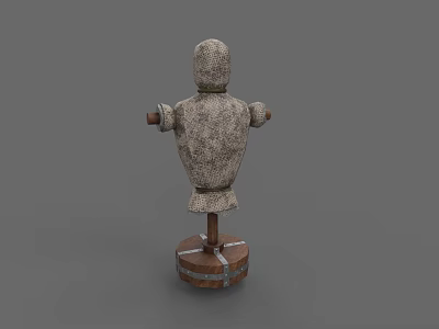 Sturdy Standing Punching Bag for Boxing Training with Wooden Base and Worn Surface 3d model