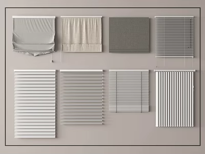 Stylish Window Blinds With Horizontal Vertical Styles And White Gray Beige Color Options 3d model