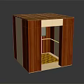 Wooden Storage Equipment Cabinet With Open Compartment Metal Shelf And Textured Floor