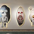 Creative Wall Decor with Stylish Figurines Irregular Shapes and LED Lighting 3d model