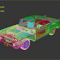 Blue Classic Vintage Car With Shiny Exterior And Retro Body Design On Reflective Surface