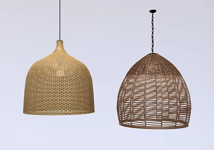 Modern chandelier rattan chandelier combination 3d model