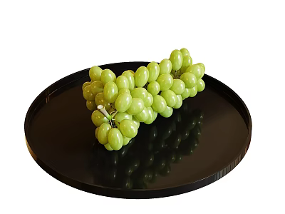 Fresh Green Grapes Neatly Placed On A Black Round Tray 3d model