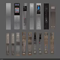Modern Elevator Control Panels Featuring Various Designs Buttons And Digital Displays 3d model