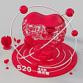 Red Heart Shaped Decoration With Anyu Text And 520 Love Theme Stand