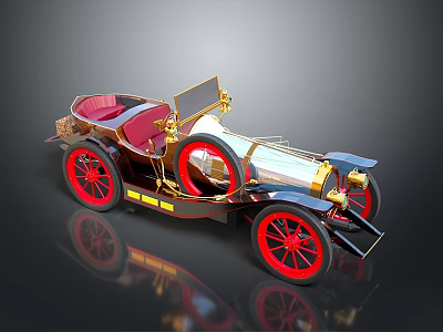 Vintage Style Motorcycle With Red Wheels Red Seat And Gold Silver Body Design 3d model