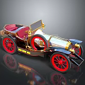Vintage Style Motorcycle With Red Wheels Red Seat And Gold Silver Body Design