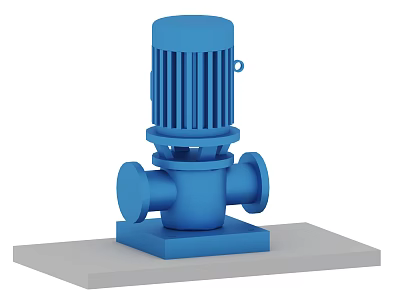 Blue Industrial Pump With Motor Housing And Flange Connections On Base Platform 3d model