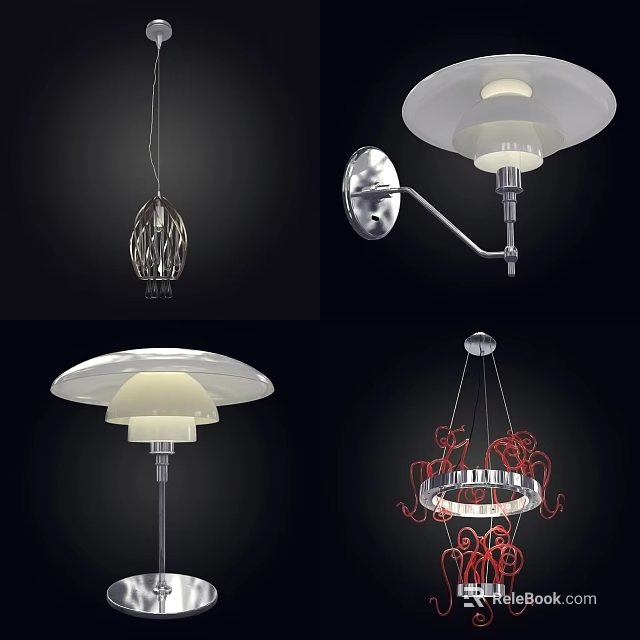 Modern Decorative Lighting Combination With Pendant Lamps And Wall Sconces 3d model 