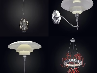 Modern Decorative Lighting Combination With Pendant Lamps And Wall Sconces 3d model