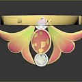 Exquisite Golden Ring With Butterfly Wing Design Pink Yellow Accents And Central Gemstone