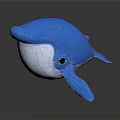 Blue And White Plush Whale Stuffed Toy With Black Eye And Fins