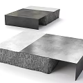 Modern Coffee Table with Smooth Metal and Textured Stone Contemporary Design