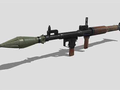Military Rocket Launcher With Green Warhead Black Body And Brown Grip Design 3d model