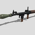 Military Rocket Launcher With Green Warhead Black Body And Brown Grip Design