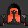 Futuristic Cosmic Spacecraft Model With Orange Interior And Jet Propulsion Design