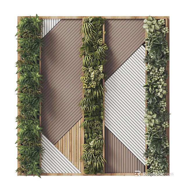 Vertical Green Wall With Diverse Textured Wall Surfaces 3d model 