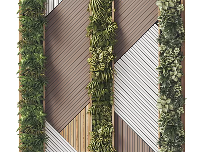 Vertical Green Wall With Diverse Textured Wall Surfaces 3d model