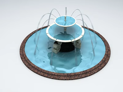 Garden Ornament Two Tiered Fountain With Water Jets And Circular Base 3d model