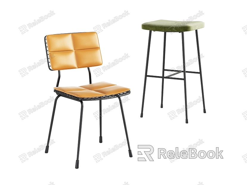 Dining chair stool combination simple fashion elegant metal tripod leather model