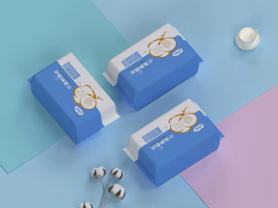 Disinfecting Wipes with Blue Packaging and Cotton Pattern for Daily Use 3d model