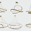 Modern Curved Gold Metallic Chandelier Designs With Pendant Light Fixtures For Interior Spaces