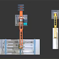 Construction Site With Red Crane Steel Frame And Orange Pipe Lifting Equipment 3d model