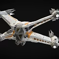 Futuristic Sci Fi Spaceship With Detailed Metallic Structure And Orange Accents