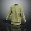 Green High Neck Sweatshirt With White Stitching And Long Sleeves Casual Style