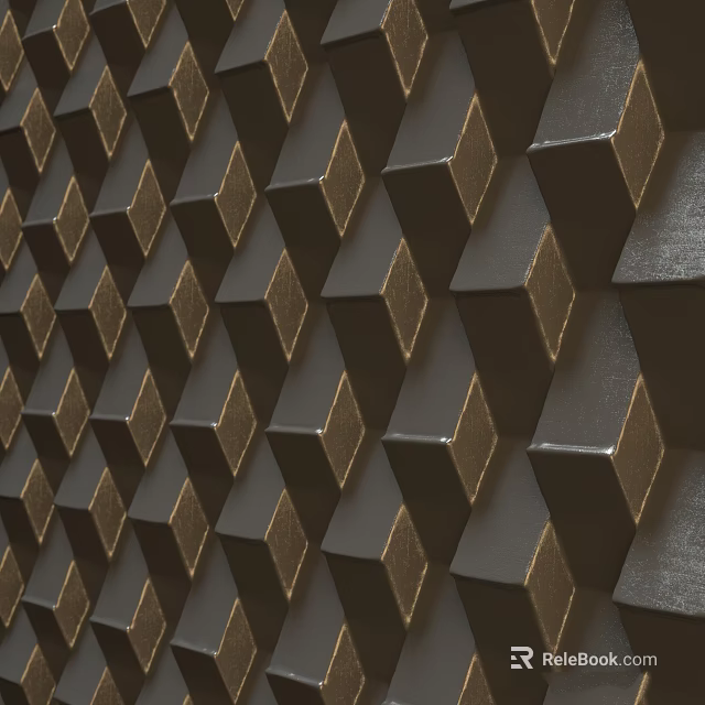 Modern 3D Geometric Wall Design With Interlocking Black And Gold Cube Texture 3d model