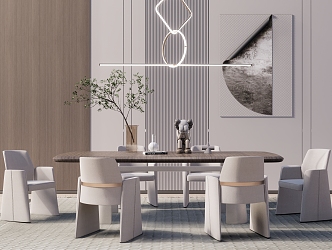 Modern Dining Table and Chair Combination Dining Table and Chair 3d model