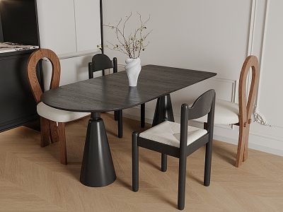 Middle-style dining tables and chairs 3d model