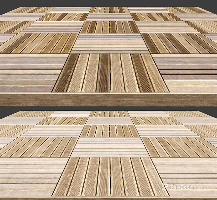 Elegant Patterned Wooden Flooring With Various Wood Tones And Interlocking Design Texture 3d model 