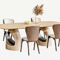 Modern Black Oval Dining Table Set With Brown Beige Chairs Glass Vase And Fruit Bowl