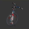 Stylish Bicycle With Unique Red White Blue Geometric Frame And Black Seat Handlebar