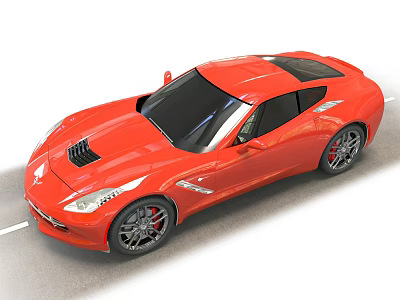 Red Sports Car With Streamlined Design Black Roof And Shiny Alloy Wheels 3d model