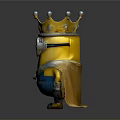 Cute Minion Character Wearing Golden Crown And Blue Armor With Cape
