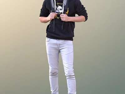 Man In Black Hoodie And Light Gray Pants Holding 2023 Sign 3d model