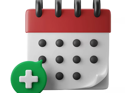 Decorative Ornament Set with Calendar Design and Green Cross Icon for Home Decor 3d model