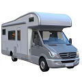Silver Mercedes Benz RV Motorhome Exterior With Windows And Doors