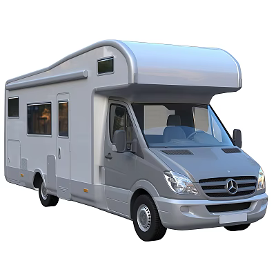 Silver Mercedes Benz RV Motorhome Exterior With Windows And Doors 3d model