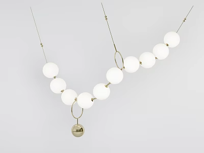 Modern Chandelier With White Spherical Lights And Metal Hanging Frame 3d model