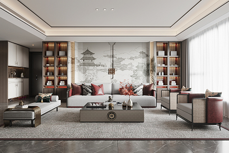 New Chinese Living Room 3d model