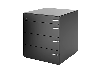Black Storage Cabinet With Four Drawers Silver Handles And Modern Design For Home Office 3d model