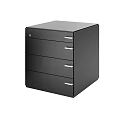 Black Storage Cabinet With Four Drawers Silver Handles And Modern Design For Home Office