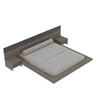 Modern Double Bed With Wooden Frame White Mattress Two Tone Headboard And Side Storage