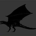 Fantasy Dragon Character with Large Open Wings Dark Scaled Body and Purple Accents