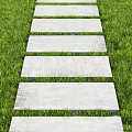 Green Grass Garden With White Stone Paths And Wooden Border Design