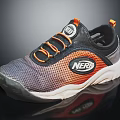 NERF Brand Sporty Sneakers With Gray Orange Mesh Upper And White Sole