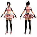 Game and Movie Character in Pink Black Outfit Short Skirt Long Sleeve Top Sneakers